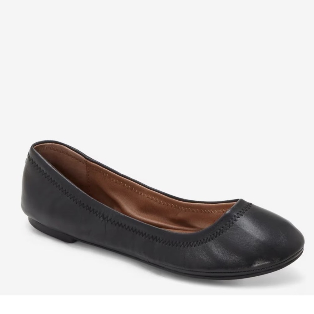 Lucky Brand Vintage Y2K Black Leather Emmie Ballet Flats Women's Size 9.5
